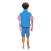 Retro 80s Kids Children Short-sleeved Blue Sportswear Cosplay Outfits Halloween Party Suit
